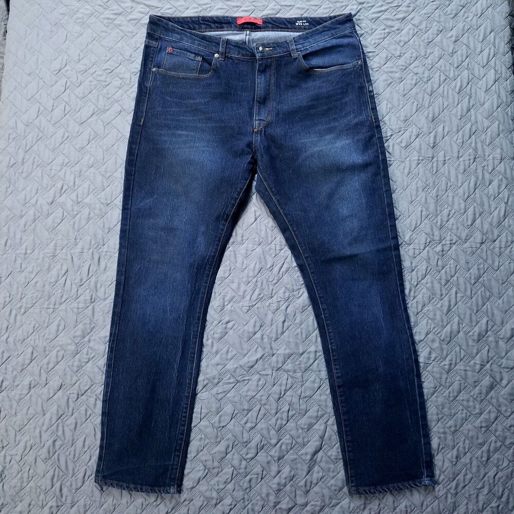 M B X Jeans Mens Size 38x32 Blue Slim Fit Dark Wash American Denim